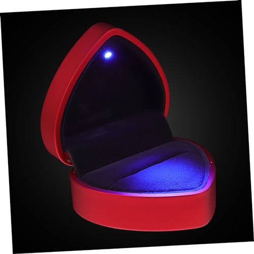 TOGEVAL 1stk Herz Licht Schmuckschatulle Antragsring Für Ringe Geschenkboxen Für Ohrringe Ohrring-organizer-fach Verlobungsring Schmuck-organizer-fach Gummifarbe Rot von TOGEVAL