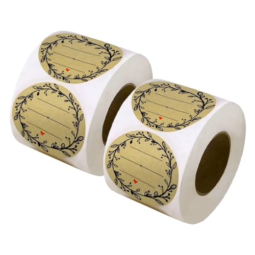 TOGEVAL 2 Rollen selbstklebendes Etikett Aufkleber für Kekstüten Etikett für Einmachgläser aus Kraftpapier Geschenkaufkleber Keks Verpackungsaufkleber dekorative Siegelaufkleber Khaki von TOGEVAL