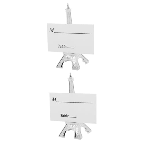 TOGEVAL 2 Sätze Turm-büroklammer Tischnummernhalter Halter Für Fotoclips Bildhalter Inhaber Der Tischnummer Platzkartenhalter Eiffelturm-fotohalter Fotohalterclip Silver Aluminiumlegierung von TOGEVAL