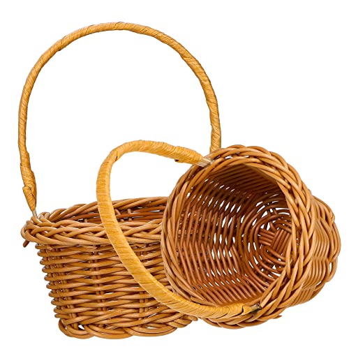 TOGEVAL 2 Stk Einkaufskorb Kleiner Weidenkorb Mini-blumenkorb Picknickkorb Aus Rattan Gastgeschenkkorb Für Die Hochzeit Körbchen Für Blumenmädchen Körbe Korb Für Dekoration Rattanimitat von TOGEVAL