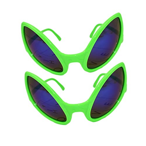 TOGEVAL 2 Stk außerirdische Brille für die Party Linsen-Alien-Sonnenbrille Halloween-Neuheitsbrille schnapsgläser Brille für Alien-Kostüm lustige Partybrille mit Alien-Form Green von TOGEVAL