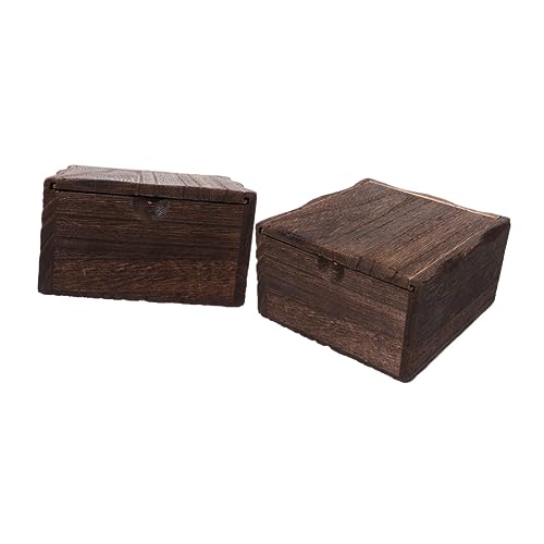 TOGEVAL 2 Stück Vintage Holz Schmuckschatulle Schmuckbehälter Schmuck Organizer Schmuck Aufbewahrungsbehälter Schmuck Organizer Schmuckschatullen Schmuck Organizer Aus Holz von TOGEVAL