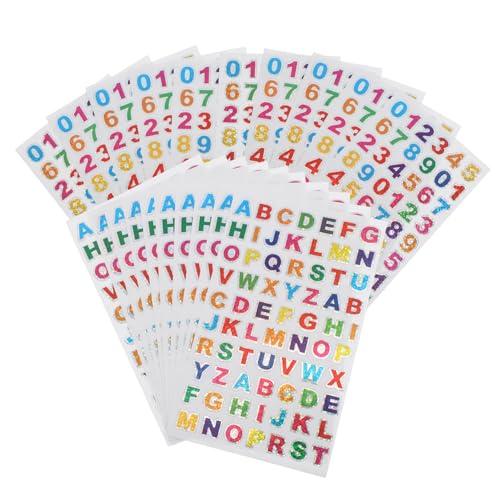 TOGEVAL 20 Blatt Bunte Zahlen-alphabet-aufkleber, Selbstklebende Aufkleber Für Karten, Alphabet-aufkleber, Selbstklebende Buchstaben Für Briefkasten, Auto, Alphabet-aufkleber, von TOGEVAL