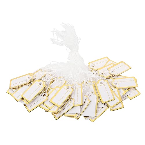 TOGEVAL 200 Stück Papierkarten Papieranhänger Leere Etiketten Goldener Baumwollfaden Schmuck Display Tag Schmuckanhänger von TOGEVAL