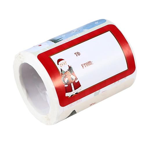 TOGEVAL 250 Stück Rolle Etiketten für Weihnachtsaufkleber Tags für Weihnachtsgeschenke Feiertagsanhänger aus Kraftpapier weihnachtssticker kinder scheckheft Aufkleber mit Cartoon-Etiketten von TOGEVAL