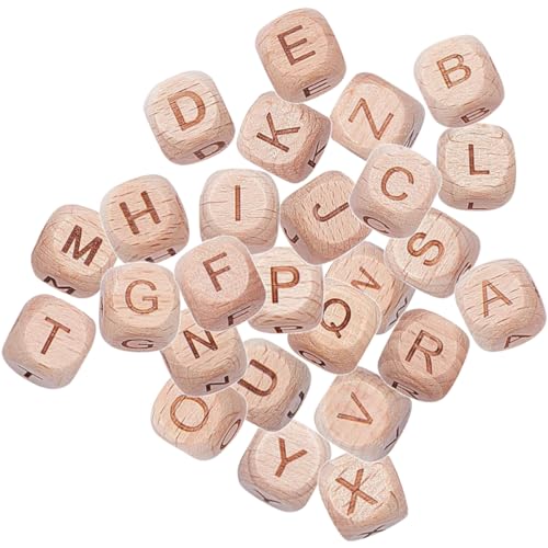 TOGEVAL 26St 26 Buchstabenperlen alphabet beads buchstabenperlen set Einzigartiger Schmuck Holzschmuck DIY-Perlen Alphabete dekorative Holzperlen multifunktionale Armbandperlen Buche von TOGEVAL