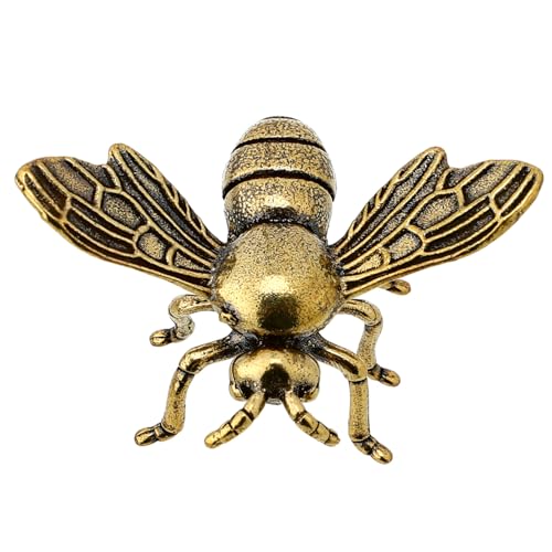 TOGEVAL 3st Messing Biene Bienenjahrgang Figuren Wohnkultur Plüschtiere Kreative Biene Kleine Biene Auto-dekor Desktop-Ornament Biene Kunstwerk Wanddekoration Kleines Bienendekor Golden von TOGEVAL