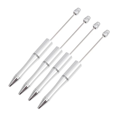 TOGEVAL 4 Stück Kugelschreiber mit Perlen Büro-Kugelschreiber Schreibstifte für Schüler ballpoint pen kugelschreibermine Stifte selber machen kreativer Kugelschreiber Plastik Silver von TOGEVAL