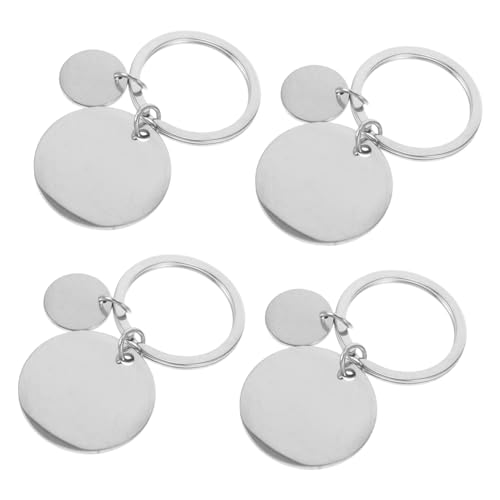 TOGEVAL 4 Stück Schlüsselanhänger Tag-anhänger Diy Basteletikett Stempeln Anhänger Schmuck Handwerk Anhänger Aus Edelstahl Anhänger Mit Metallprägung Diy-zubehör Rostfreier Stahl Silver von TOGEVAL