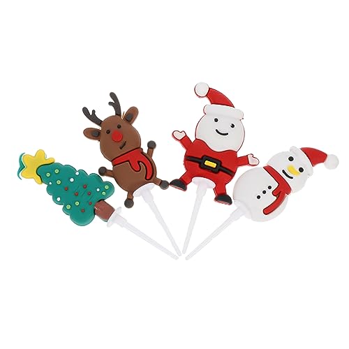 TOGEVAL 4 Stück Weihnachtskucheneinsatz weihnachtskuchen topper Kuchenverzierung weihnachtsparty accessoires cake topper weihnachten Weihnachtsparty-Dekoration Weihnachts-Dessert-Topper von TOGEVAL