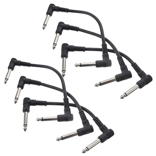 TOGEVAL 6 Stück Gitarren Patchkabel 635 Mm Geräuschloses Audiokabel Für E Gitarre Bass Effektpedale 30 Cm Länge Textilmantel Ummantelung Schwarz von TOGEVAL