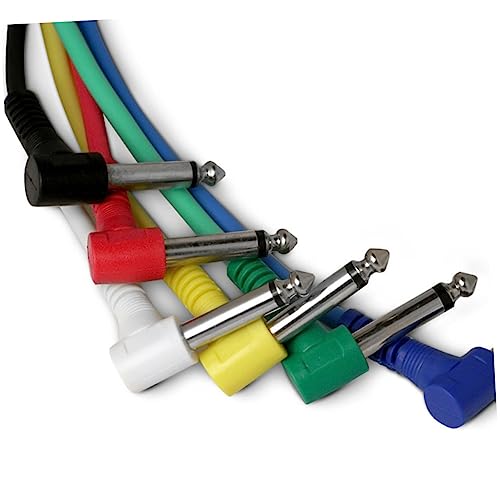 TOGEVAL 6st Pedal-patchkabel Kabel Für Gitarren-effektpedale E-gitarren-effekte Gitarreneffektkabel Rechtwinkliges Patchkabel Effektpedalkabel Für Instrumente 6,35 Gitarren-patchkabel von TOGEVAL