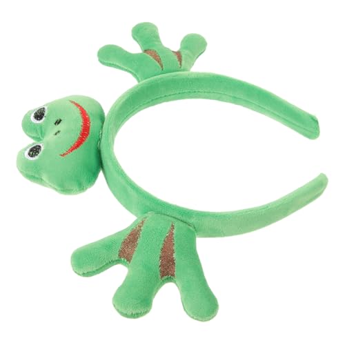 TOGEVAL Cartoon Plüsch Frosch Palmen Stirnband Froschkopf Puppenkopf Schnalle Haarnadel Frosch Stirnband 1# Kreuzhand Frosch Stirnband Froschkostüm Lustige Party Stirnbänder von TOGEVAL