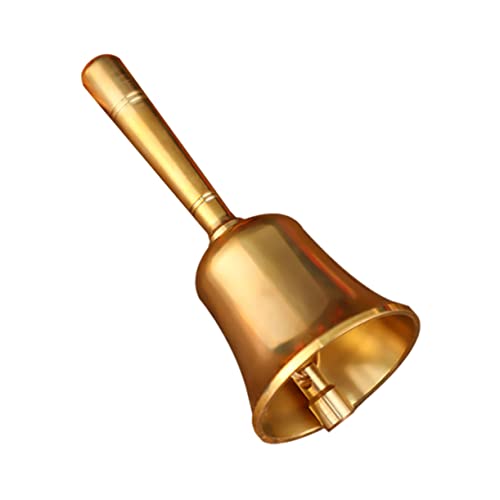 TOGEVAL Hand Rasseln Aus Messing Langlebige Handglocke Teeglocke Praktische Handglocken Dekorative Glocke Hochzeitsglocke Rufglocken Mit Griff Handglockenring Restaurant-handglocke Golden von TOGEVAL