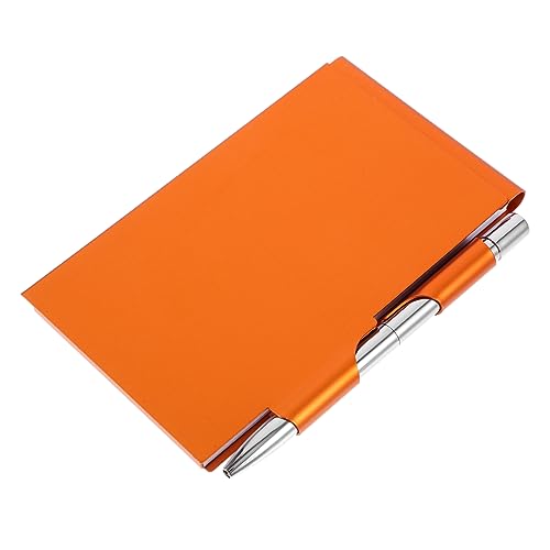 TOGEVAL Kreatives Notizbuch Notizblocktasche Kleiner Notizblock Multifunktionale Planungspads Notizblock Aus Metall Notizblockhalter Tragbares Notizbuch Aus Metall Papier Orange von TOGEVAL