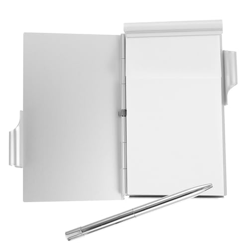 TOGEVAL kreatives notizbuch Notizblock fürs Büro tragbare Notizblöcke office supplies notizbuch mit stift nootbook Notizblöcke aus Metallgehäuse Büro-Notizblock aus Metall Papier Silver von TOGEVAL