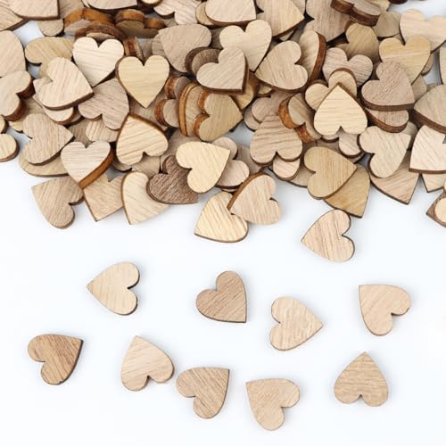 200 Stück Holzherzen für Basteln Hochzeit Deko, 12mm Holz Herzen Scheiben Naturholzscheiben Gemischt Größen Holzscheiben Herz für Tischdeko Bilderrahmen Deko DIY Handwerk Verzierungen von TOKERD