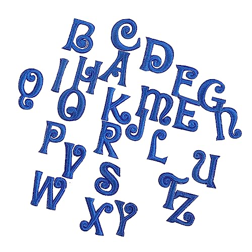 26St Stoffaufnäher mit Buchstabenstickerei Alphabet-Kleidungsflecken englische buchstabenpatches buchstaben aufkleber buchstaben aufnäher DIY-Buchstaben-Abzeichen-Kleidung Blue TOKIDNY von TOKIDNY