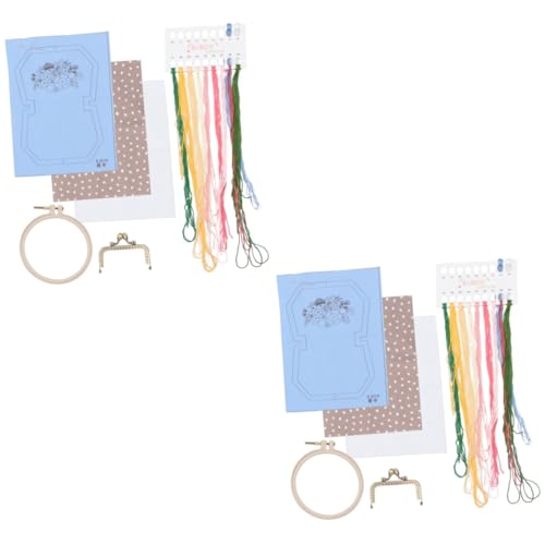 2St Taschenstickerei DIY-Geldbörsen-Kit Stickerei-Nadel-Werkzeug Stickgarn Stickset für Kinder embroidery handwerkskunst Stickwerkzeuge für Anfänger handgemachte Stickerei Blue TOKIDNY von TOKIDNY