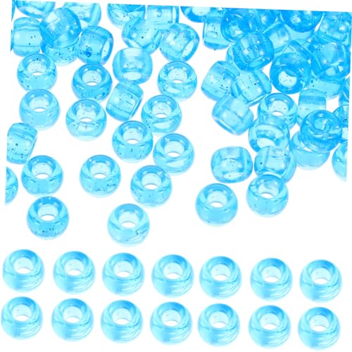 TOKIDNY 1 Glitzernde Eimerperlen mit großen Löchern Perlen für DIY Bastelperlen Farbperlen beading beads kunststoffperlen schmuck plastikperle selber machen loser Perlenanhänger Sky-blue von TOKIDNY