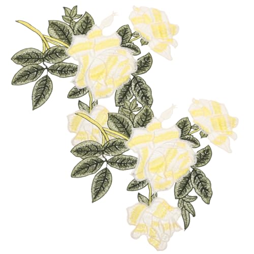 TOKIDNY 1 Paar Stickerei-Reparatur-Stickerei blumenmuster Hutflecken Aufnäher basteln Kleiderflicken für Löcher Stoffflecken Reparaturflicken für Kleidung Blumenbeete Polyester Yellow von TOKIDNY