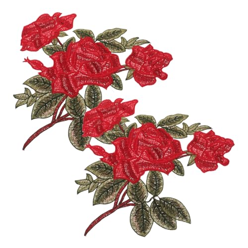 TOKIDNY 1 Paar Stickerei-reparatur-stickerei Patches Zum Aufnähen Hemdapplikationen Blumenbeete Kleidungsflicken Aufnäher Basteln Stoffflecken Jeansflicken Hutflecken Polyester Rot von TOKIDNY