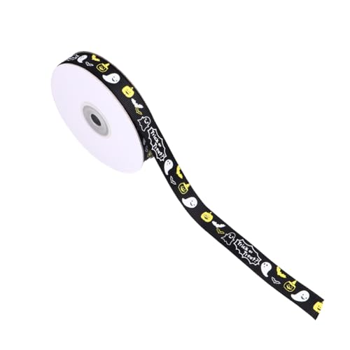 TOKIDNY 1 Rolle Halloween-Geschenkband Halloween-Bandkränze Halloween-Party Halloween-Kabelband geschenkband halloween halloween-dekoration Halloween-Zubehör Wickelband Polyester Black von TOKIDNY