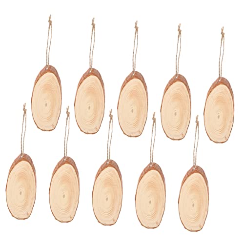 TOKIDNY 1 Satz 10St Holzchip-Anhänger Ornament Handwerk Ornament für Kinder Krippendekoration hochzeitsdeko hochzeits dekoration Kunsthandwerk aus Naturholz Natürliche Holzscheiben hölzern von TOKIDNY