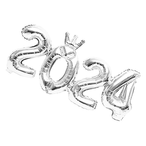 TOKIDNY 1 Satz 2024 Zahlenballondekoration Ballon Tierballons Luftballons Pumpen Ballongirlandenstreifen Heliumballon Zahlenballons Metallische Luftballons Ballongas Silver Aluminiumfolie von TOKIDNY