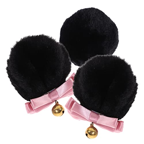 TOKIDNY 1 Satz Bär Ohr Haarspange Stirnband Mit Tierohren Lolita-accessoires Plüschohren-stirnband Hasen-haar-accessoires Flauschiges Stirnband Bärenschwanz Und Ohren Black Stoff von TOKIDNY