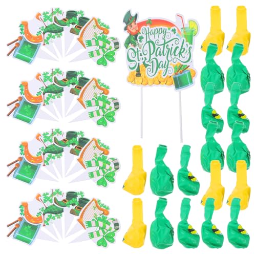 TOKIDNY 1 Satz Kleeblatt-partydekorationen Dekoration Für Wasserflaschen St. Patricks Day Kleid Ballons Beschriften St Patricks Day Hut Luftballons Als Partydeko Ballonparty Green Papier von TOKIDNY