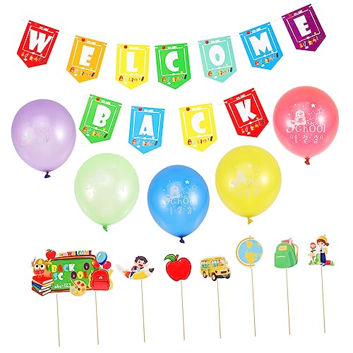 TOKIDNY 1 Satz Partydekoration ballons balloons ballonie dekoration party Back to School Cupcake Toppers Kuchen verzieren Zurück zur Schuldekoration Willkommen zurück Partyzubehör Emulsion von TOKIDNY