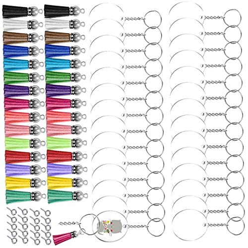 TOKIDNY 1 Set DIY Quasten Schlüsselanhänger Kombinationsset Bunte Acryl Wafer Quasten Ideal Für Kreative Bastelprojekte Perfekter Schlüsselanhänger Für Taschen Und Schlüssel von TOKIDNY