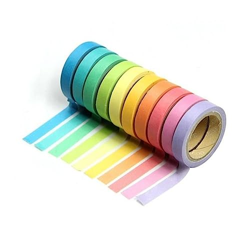 TOKIDNY 10 Rollen Washi Tape Regenbogenfarben Buntes Dekoratives Klebeband Für DIY Scrapbooking Planer Kunst Und Selbstklebendes Abdeckband Mit Floralen Designs Und von TOKIDNY