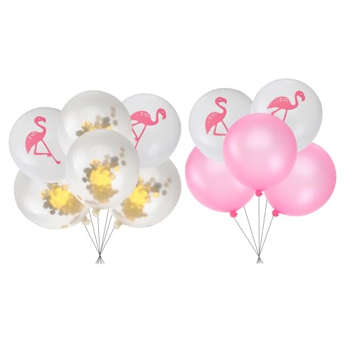 TOKIDNY 10 Teiliges Luftballon Set Mit Flamingo Druck Reinem Und Rosa Farbdesign Goldene Pailletten Luftballons Ideal Für Hochzeiten Geburtstagsfeiern Und Partys von TOKIDNY