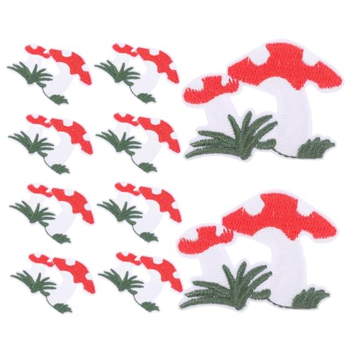 TOKIDNY 10St Pilz-Stoff-Patch bastelbedarf bügelbild Mushroom Stickerei Kleidungsdekoration Reparaturflicken für Pilzlöcher Stickerei-Ornament-Set Pilzbeet Hausapplikation Polyester von TOKIDNY