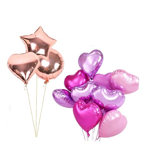 TOKIDNY 12 Stück 18 Zoll Herzförmige Folienballons Set Rosa Und Helllila Romantische Dekoration Für Valentinstag Hochzeit Jahrestag Und Verlobungsfeier von TOKIDNY