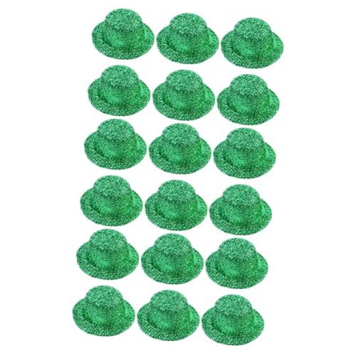 TOKIDNY 18 Stk Irischer Hahnrei Blinkender Fedora-hut Dekorativer Diy-hut Grüne Hüte Mini-haarspangen Mini-hüte Paddys Day Hut Grüner Spitzenhut Glitzerhut Topper Green Farbige Seidenwolle von TOKIDNY