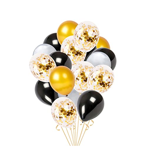 TOKIDNY 18er Set Konfetti Luftballons Transparent Mit Glitzer Für Hochzeiten Und Geburtstagsfeiern Perlmuttschwarz Perlmuttsilber Und Perlmuttschgold von TOKIDNY