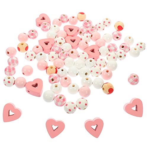 TOKIDNY 190 Stk Perlen für DIY-Schmuck für valentinstag valentinsgeschenk Valentinstag Abstandsperlen Krokodilklemmen zum Basteln weihnachtsdeko romantische Holzperlen DIY-Perlen von TOKIDNY