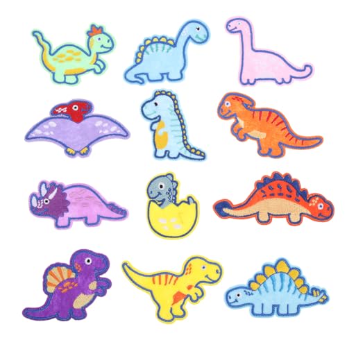 TOKIDNY 2 Dinosaurier-aufkleber Ornament Für Kinder Diy-reparatur-patches Kleidungsflicken Süße Stickereiflecken 3d-tier-patch Flicken Aufnähen 3d-aufkleber Kleidungsdekore Polyester von TOKIDNY