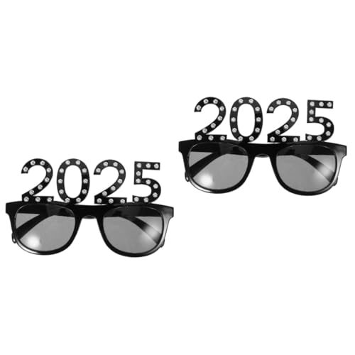 TOKIDNY 2 Stück 2025 2025 Brille 2025 Zahlenbrille Neuheitsbrille 2025 Tanzbrille Cosplay-brille Weihnachtsbrillen Partygeschenke Für Das Neue Jahr Partybrille Kostüm Brille Black Stk von TOKIDNY