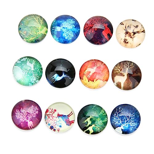 TOKIDNY 20 Stück Elch Glasring Halbrund Edelsteine Flache Rückseite Kuppel Cabochons DIY Schmuck Material Edelsteine Glasaufkleber Runde Glas Cabochon Patches von TOKIDNY