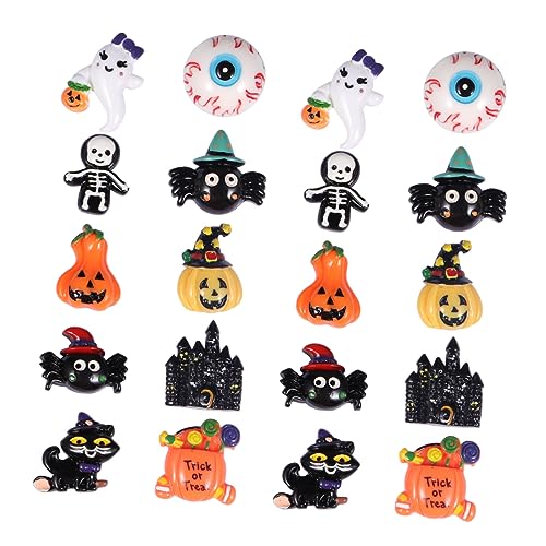 TOKIDNY 20 Stück Harz Halloween Zubehör Nagelkunst Zubehör Halloween Verzierungen Haardekoration Halloween Charms Mit Flacher Rückseite Nageldekorationen Für Nagelkunst Basteln von TOKIDNY