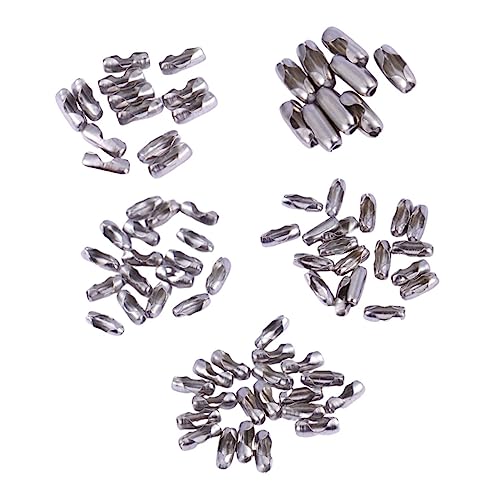 TOKIDNY 200St Perlenkettenverbinder Silberlinge Halskette mit Kugelkette Schmuck basteln Schmuckzubehör Set Schmuck bastelset Edelstahlverschlüsse Kugelketten-Verbindungsverschlüsse Silver von TOKIDNY