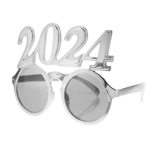 TOKIDNY 2024 Brille Jahr Party lustige Brille Feiergläser 2024 Fotokabinen-Requisite kinderferngläser leuchtbrillen schnapsgläser Foto Requisiten Partybrille 2024 Modelbrillen Stk Silver von TOKIDNY