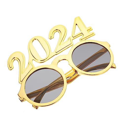 TOKIDNY 2024 Brille familienkonferenz schnapsgläser party decoration Sonnenbrille Fotokabinen-Requisiten für das neue Jahr Dekor Lustige Partybrille Foto Requisiten Partybrille Stk Golden von TOKIDNY