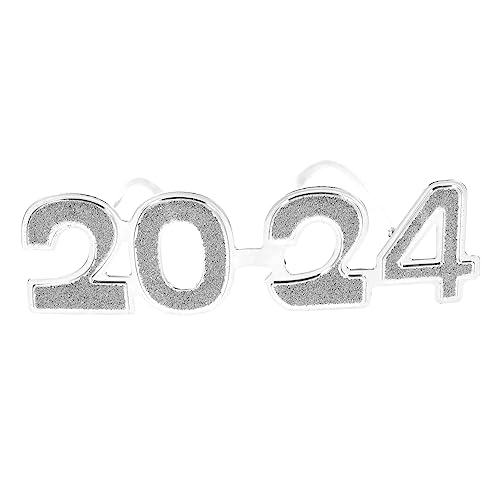 TOKIDNY 2024 Brille silvesterbrillen neujahr brillen festival brillen festival glasses Die Brillen für das neue Jahr 2024 Partyzubehör gläser Party-Brillen-Dekore Zahlenbrille Stk Silver von TOKIDNY