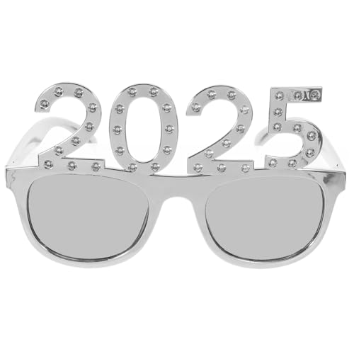 TOKIDNY 2025 Lustige Partybrille Silberne Partybrille Spaßbrille Partygeschenke für das neue Jahr Halloween-Brille Sonnenbrille Partybrillen Kostümzubehör für das neue Jahr Stk Silver von TOKIDNY