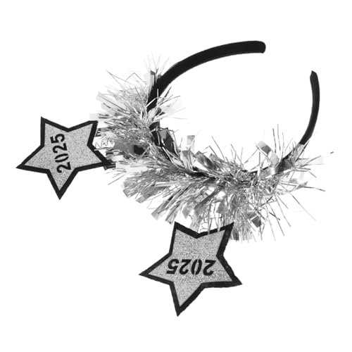 TOKIDNY 2025 Sterne Stirnband neujahr haarreif für silvester Stern-Stirnband Hautpflege-Haarreifen Frohes neues Stirnband Kopfbedeckung für die Silvesterparty Filzstoff Silver von TOKIDNY